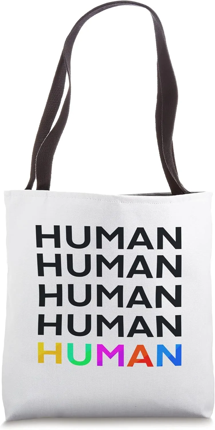 Design Diva Creations HUMAN tote Reusable Shopping Rainbows Tote Bag