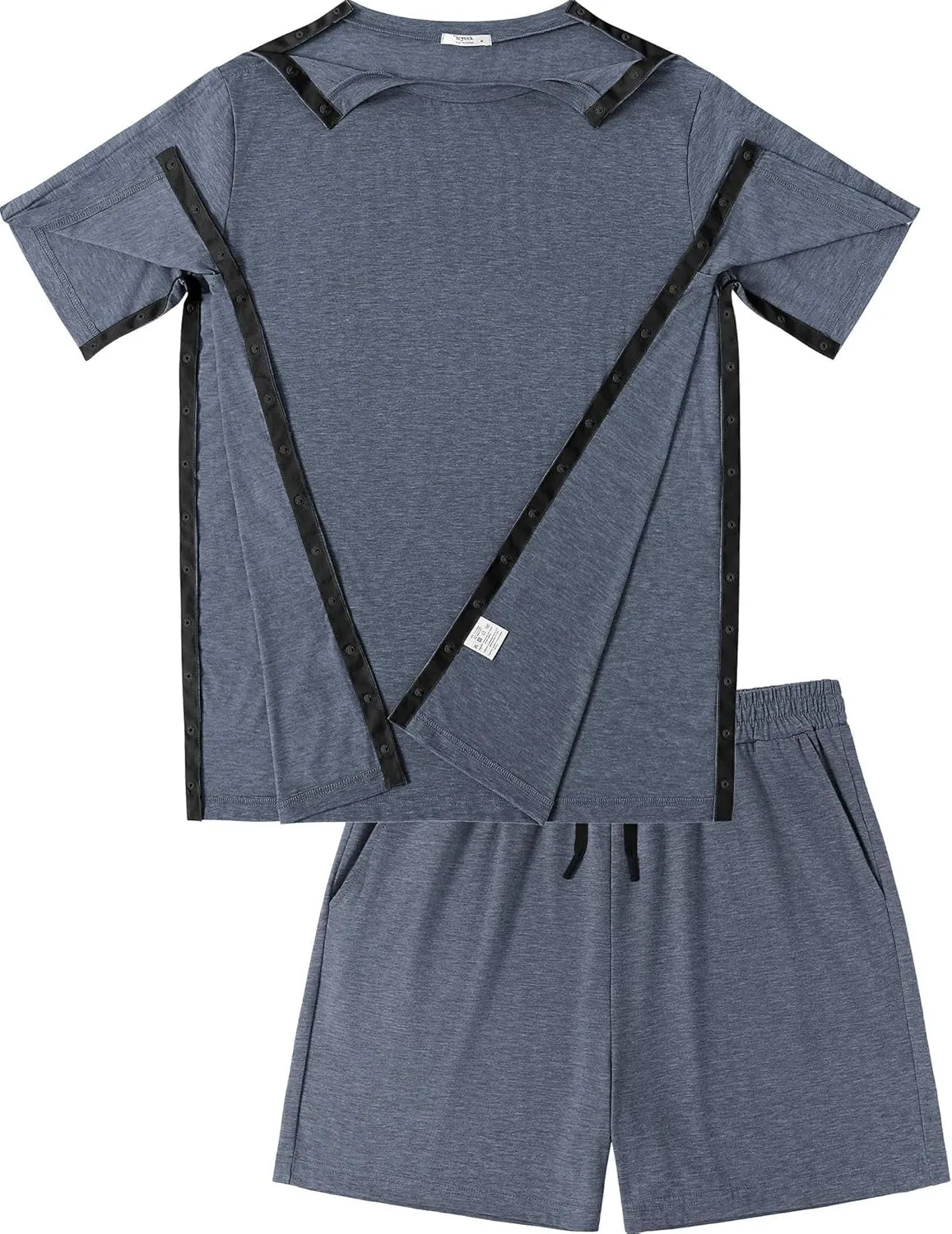 Deyeek Unisex Post Shoulder Surgery Shirts Sets Snap On Clothes for Rotator Cuff Surgery Chemo Port Access Adaptive Gowns