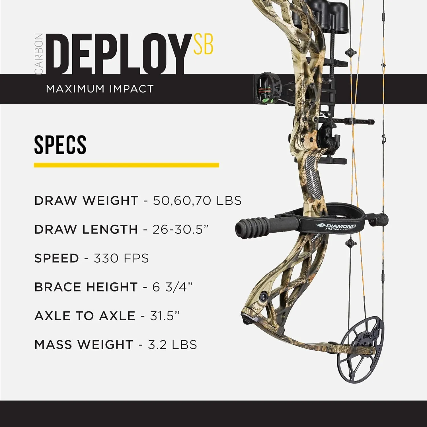 Diamond Archery Deploy SB Compound Bow - 70 lbs, Multiple Colors and Hand Orientations