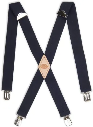 Dickies Men's 1 1/2 inch Solid Straight Clip Adjustable X Back Suspender