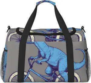 Dinosaur Bicycle Travel Duffel Bag Tote Bag Sports Gym Bag For Women And Men