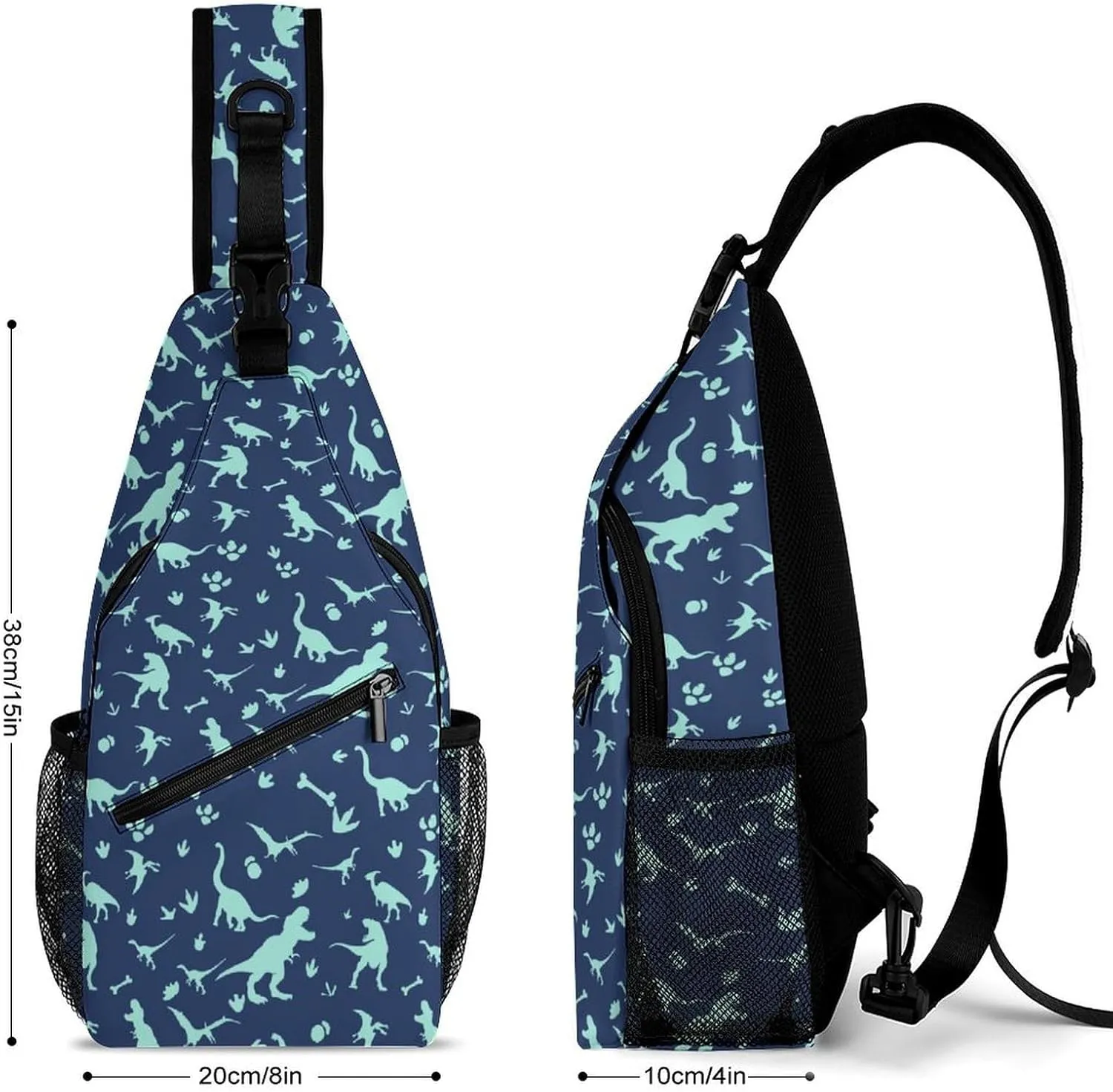 Dinosaur Sling Bag Lightweight Crossbody Sling Backpack Casual Shoulder Chest Bag Purse Crossbody Fanny Pack for Women Men Runners Gym Hiking Anti Theft