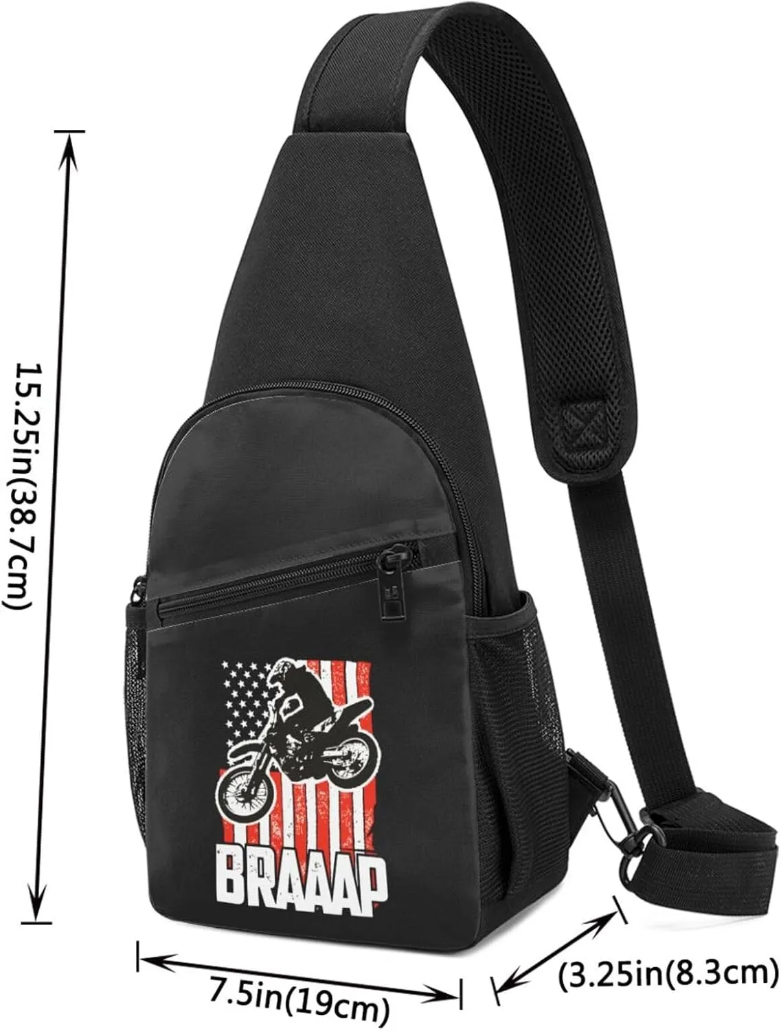 Dirt Bke Motocross American Flag Adjustable Fanny Pack Waist Bag For Travel Sports