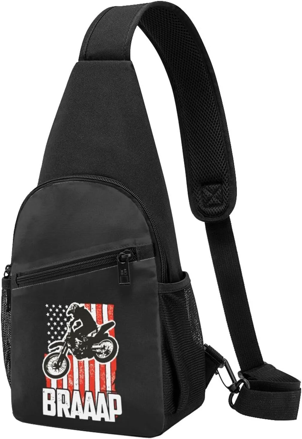 Dirt Bke Motocross American Flag Adjustable Fanny Pack Waist Bag For Travel Sports