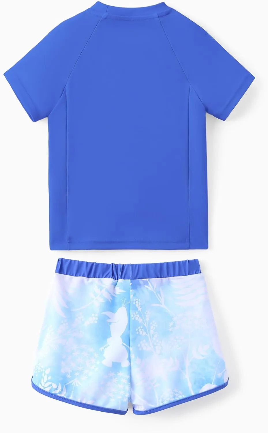Disney Frozen Elsa Princess Girls Two Piece UPF 50  Protection Quick-Dry Short Sleeve Swim Sets Rashguard Bathing Suit