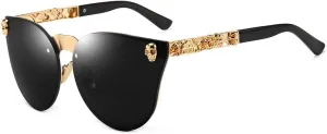 Dollger Rimless Skull Design Cat Eye Sunglasses UV400 Protection