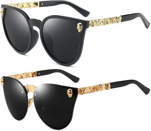 Dollger Rimless Skull Design Cat Eye Sunglasses UV400 Protection