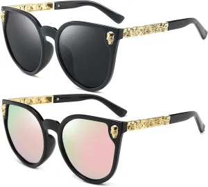 Dollger Rimless Skull Design Cat Eye Sunglasses UV400 Protection