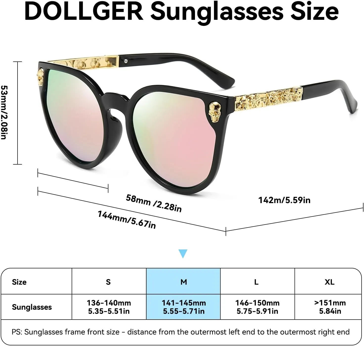 Dollger Rimless Skull Design Cat Eye Sunglasses UV400 Protection
