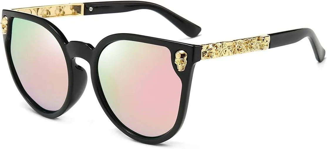 Dollger Rimless Skull Design Cat Eye Sunglasses UV400 Protection