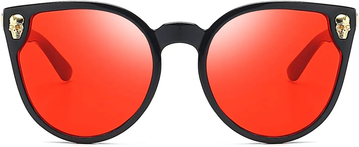 Dollger Rimless Skull Design Cat Eye Sunglasses UV400 Protection
