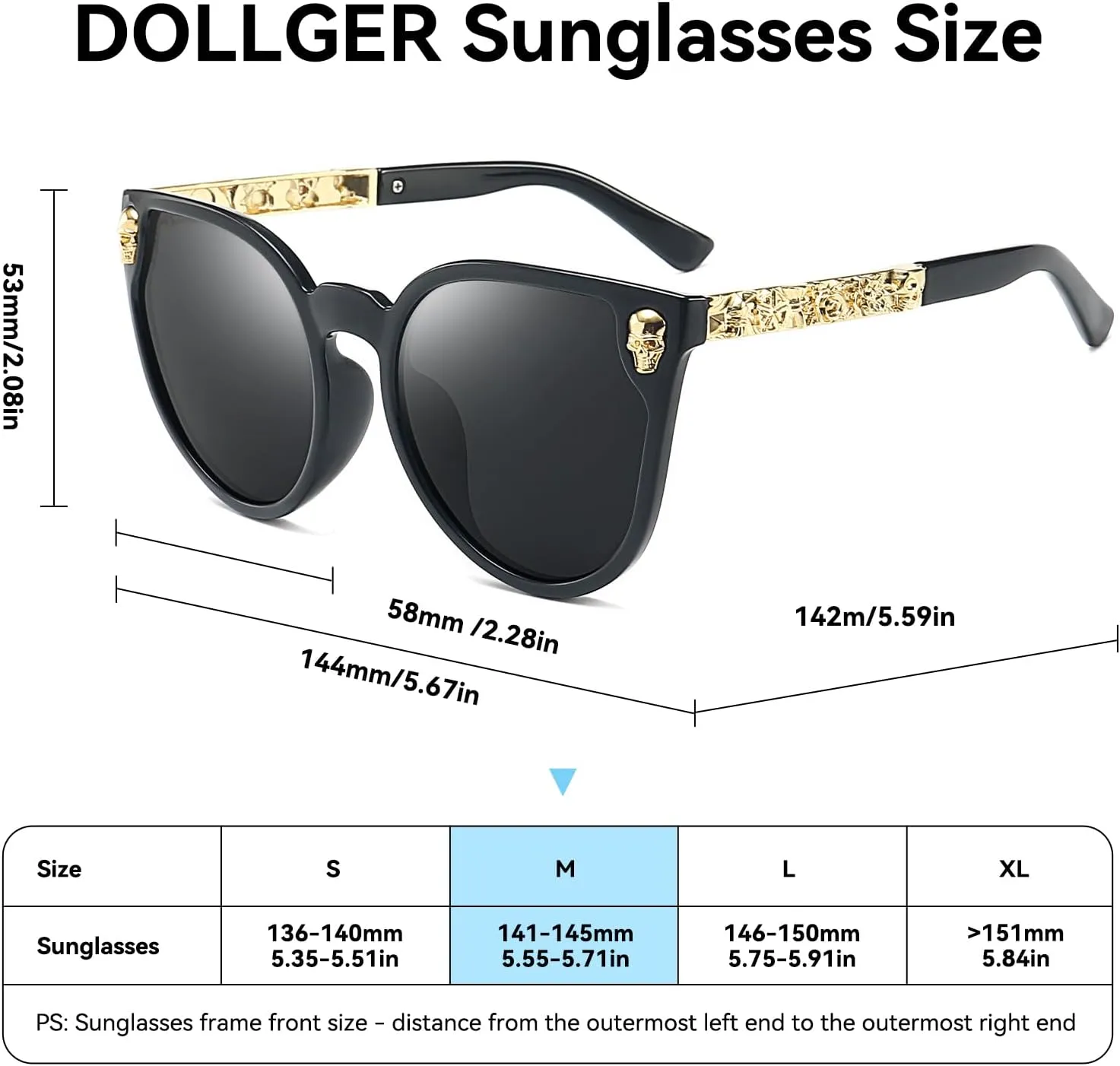 Dollger Rimless Skull Design Cat Eye Sunglasses UV400 Protection