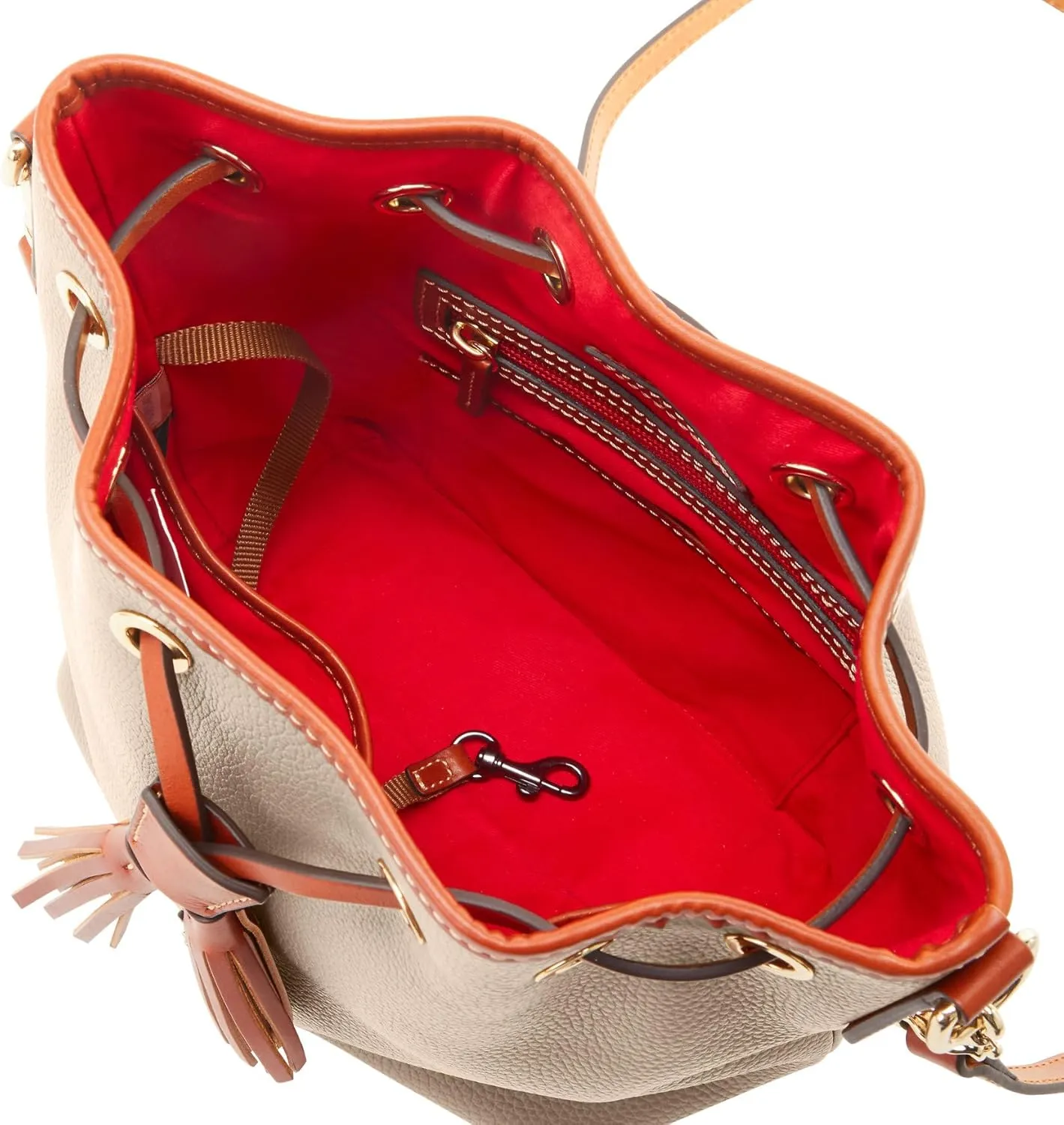 Dooney & Bourke Crossbody Bucket Bags for Women, Pebble Grain Leather Aimee Crossbody Drawstring Purse
