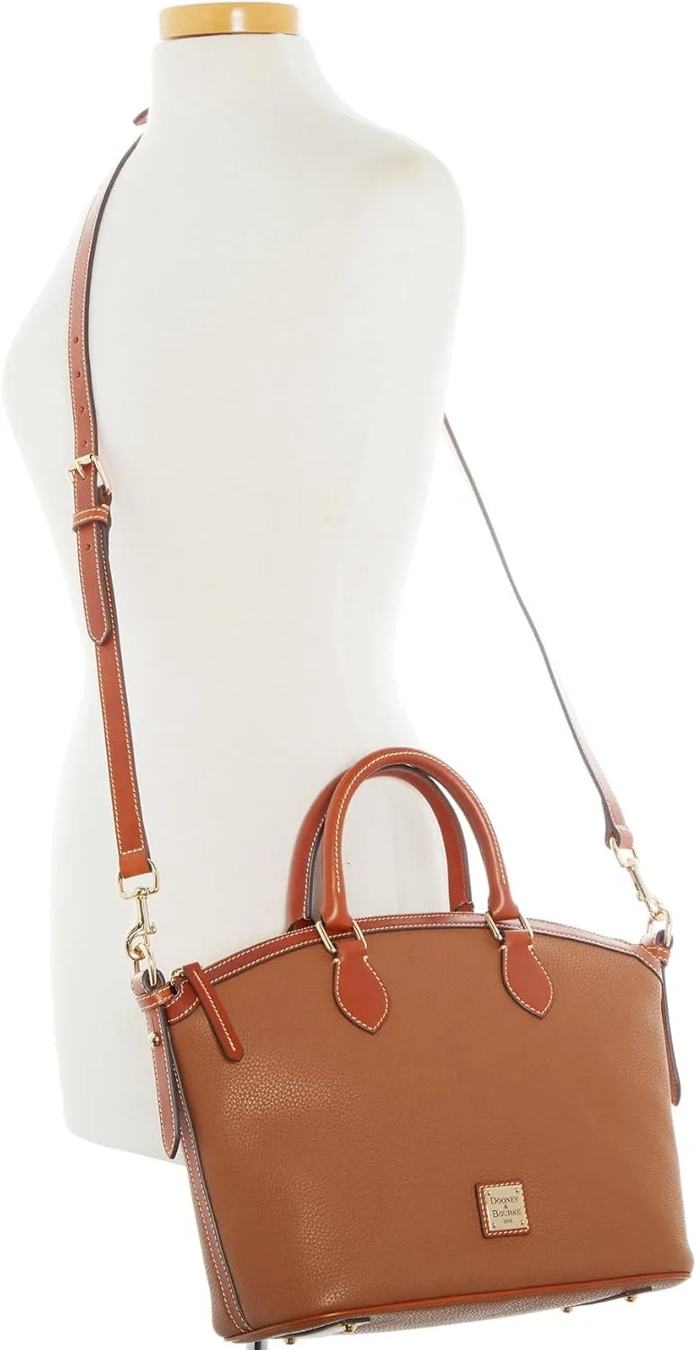 Dooney & Bourke Satchel Handbags for Women, Domed Leather Satchel Bag with Top Handles and Removable Crossbody Strap