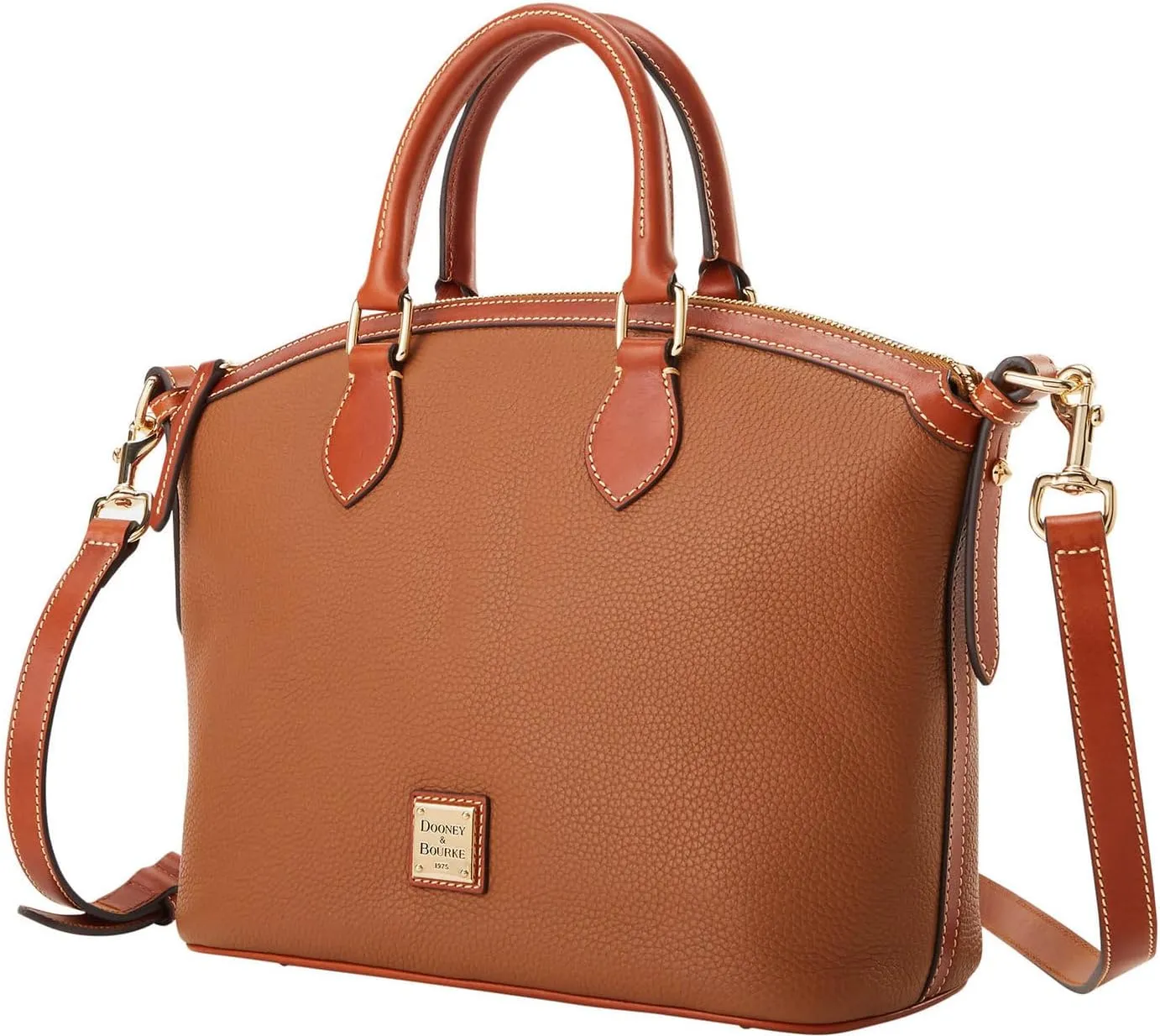 Dooney & Bourke Satchel Handbags for Women, Domed Leather Satchel Bag with Top Handles and Removable Crossbody Strap