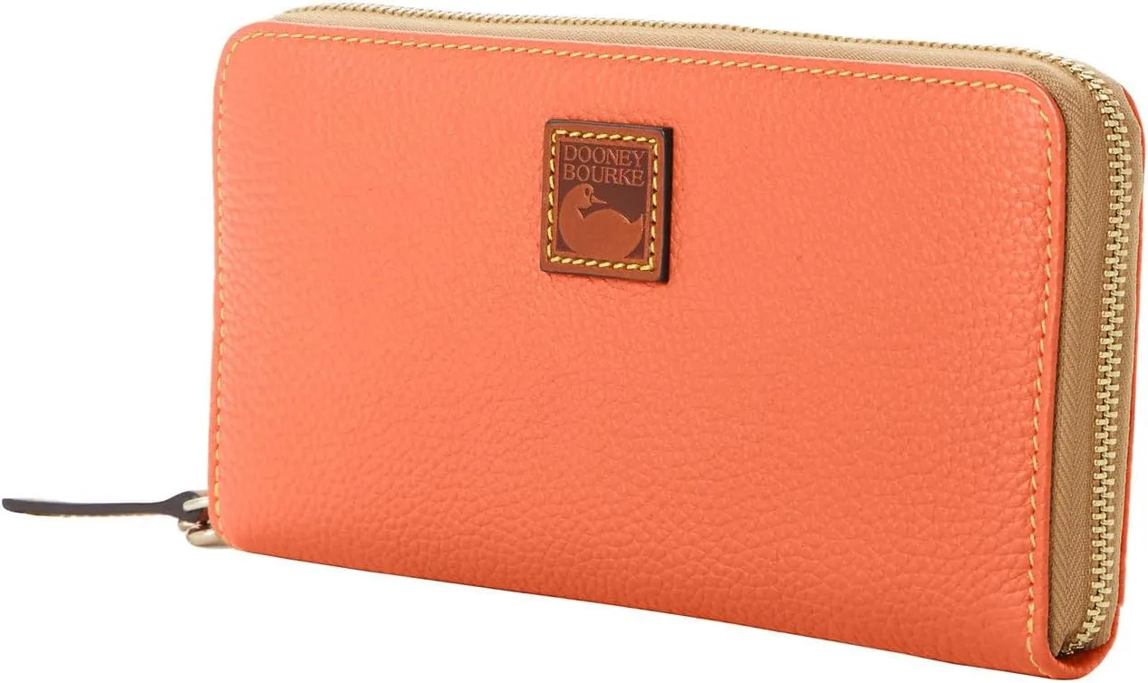 Dooney & Bourke Wallets for Women, Pebble Grain Leather Large Zip Around Wristlet with Removable Strap