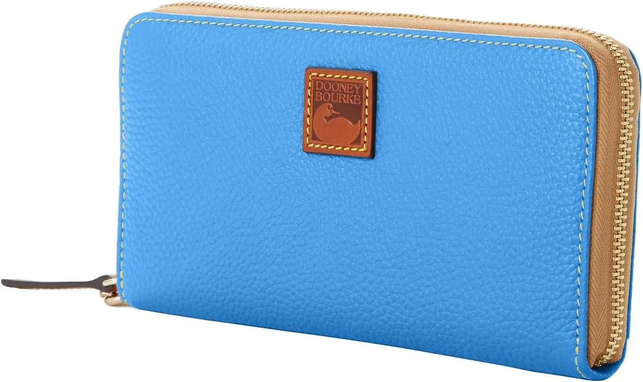 Dooney & Bourke Wallets for Women, Pebble Grain Leather Large Zip Around Wristlet with Removable Strap