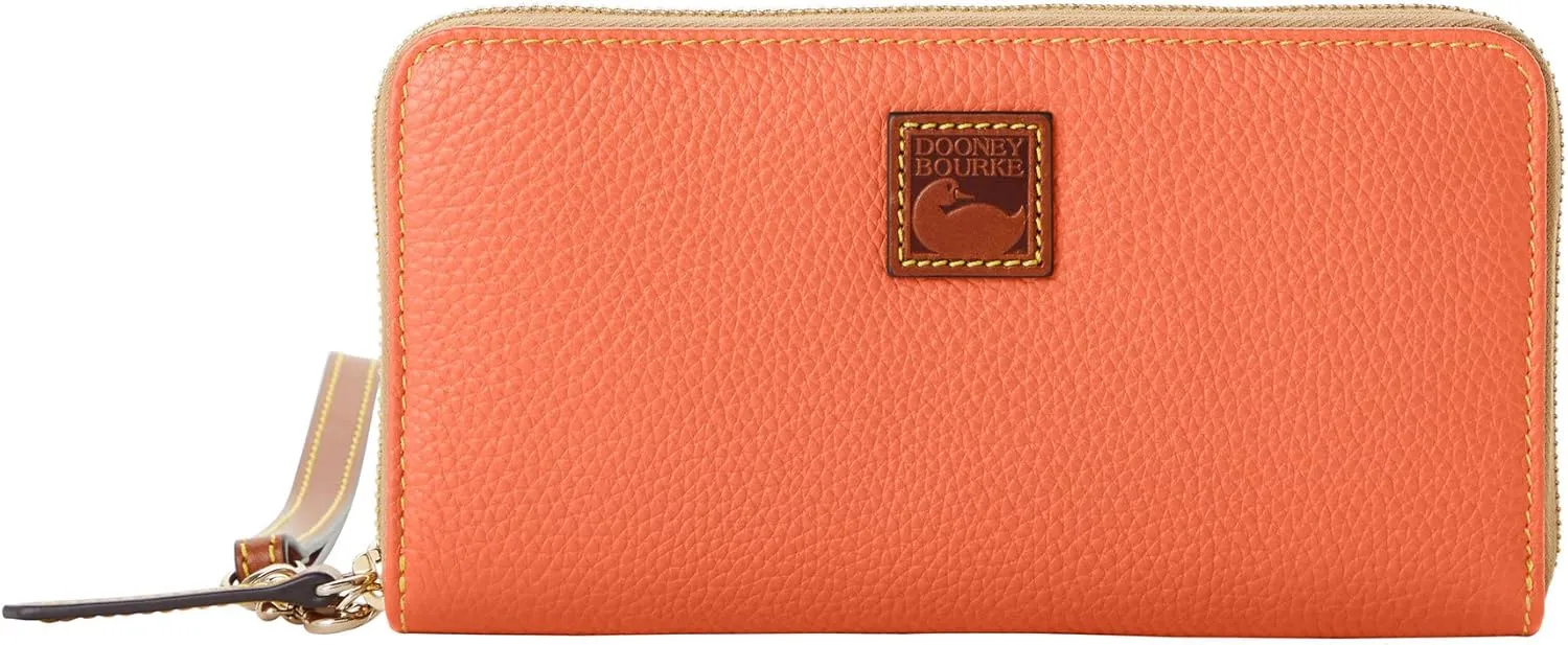 Dooney & Bourke Wallets for Women, Pebble Grain Leather Large Zip Around Wristlet with Removable Strap