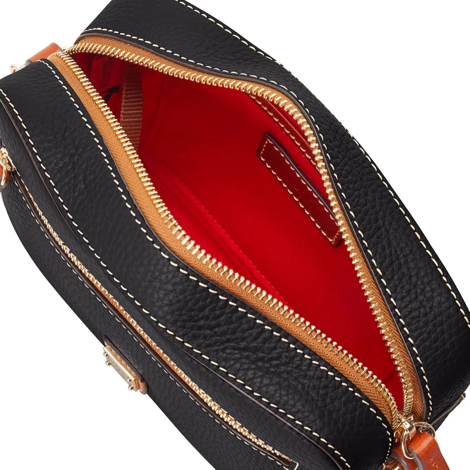 Dooney & Bourke Women's Camera Zip Crossbody in Pebble Grain Leather, Small Handbag with Adjustable Shoulder Strap