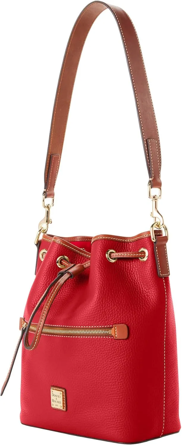 Dooney & Bourke Women's Drawstring in Pebble Grain Leather, Medium Sized Handbag with Drawstring Closure, Red