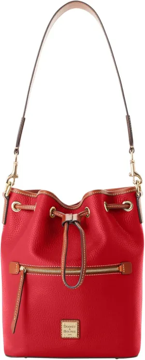 Dooney & Bourke Women's Drawstring in Pebble Grain Leather, Medium Sized Handbag with Drawstring Closure, Red