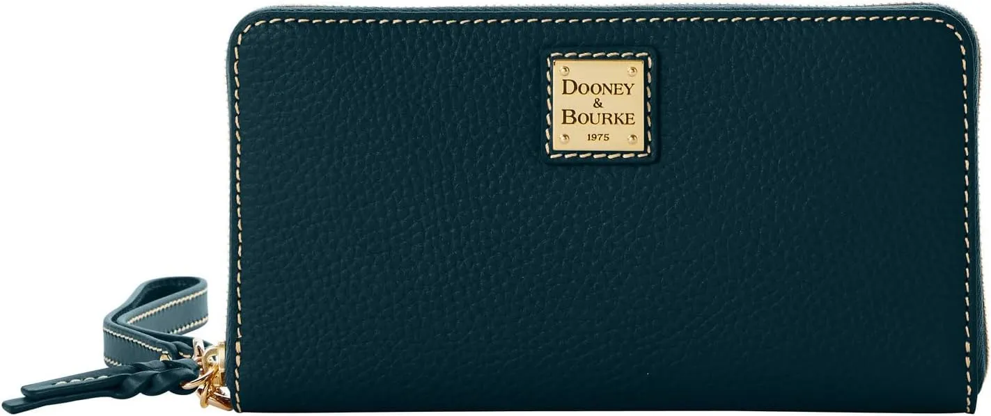 Dooney & Bourke Women's Large Zip Around Wristlet Crossbody in Pebble Grain Leather, with Detachable Shoulder Strap