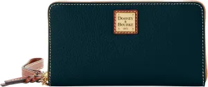 Dooney & Bourke Women's Large Zip Around Wristlet Crossbody in Pebble Grain Leather, with Detachable Shoulder Strap