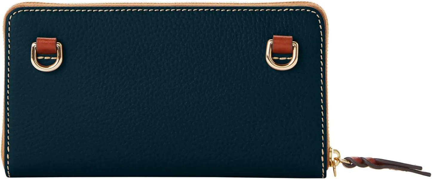 Dooney & Bourke Women's Large Zip Around Wristlet Crossbody in Pebble Grain Leather, with Detachable Shoulder Strap