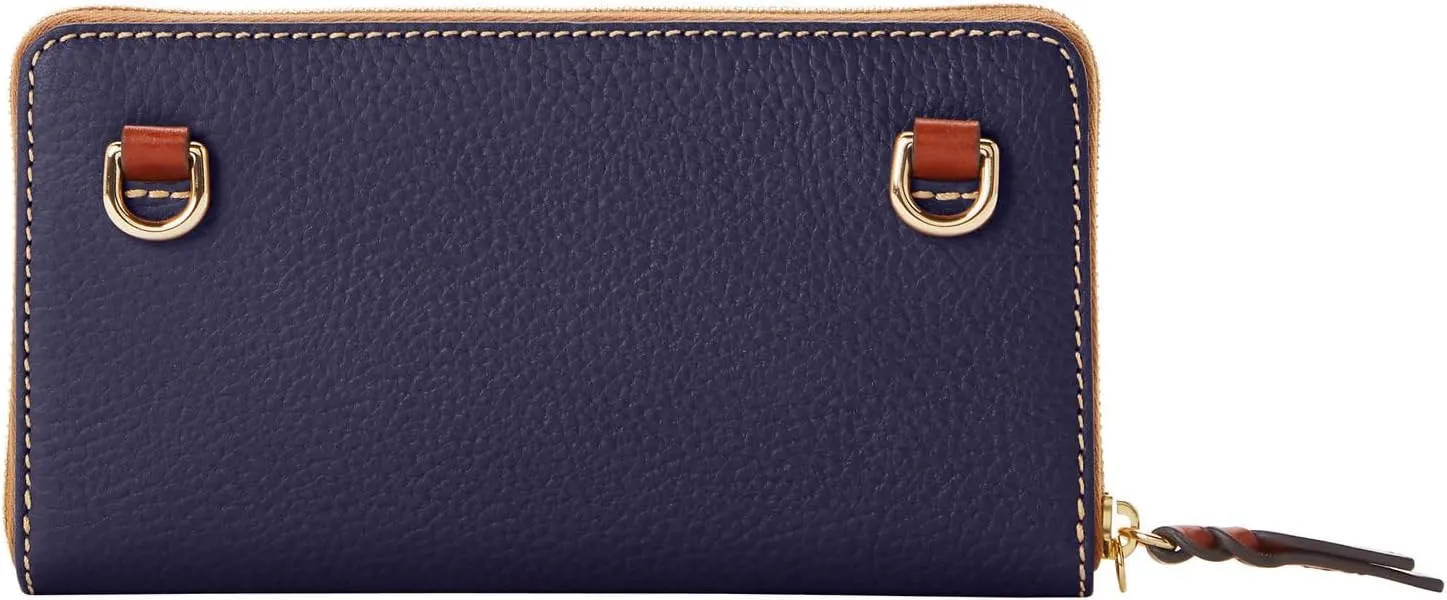 Dooney & Bourke Women's Large Zip Around Wristlet Crossbody in Pebble Grain Leather, with Detachable Shoulder Strap