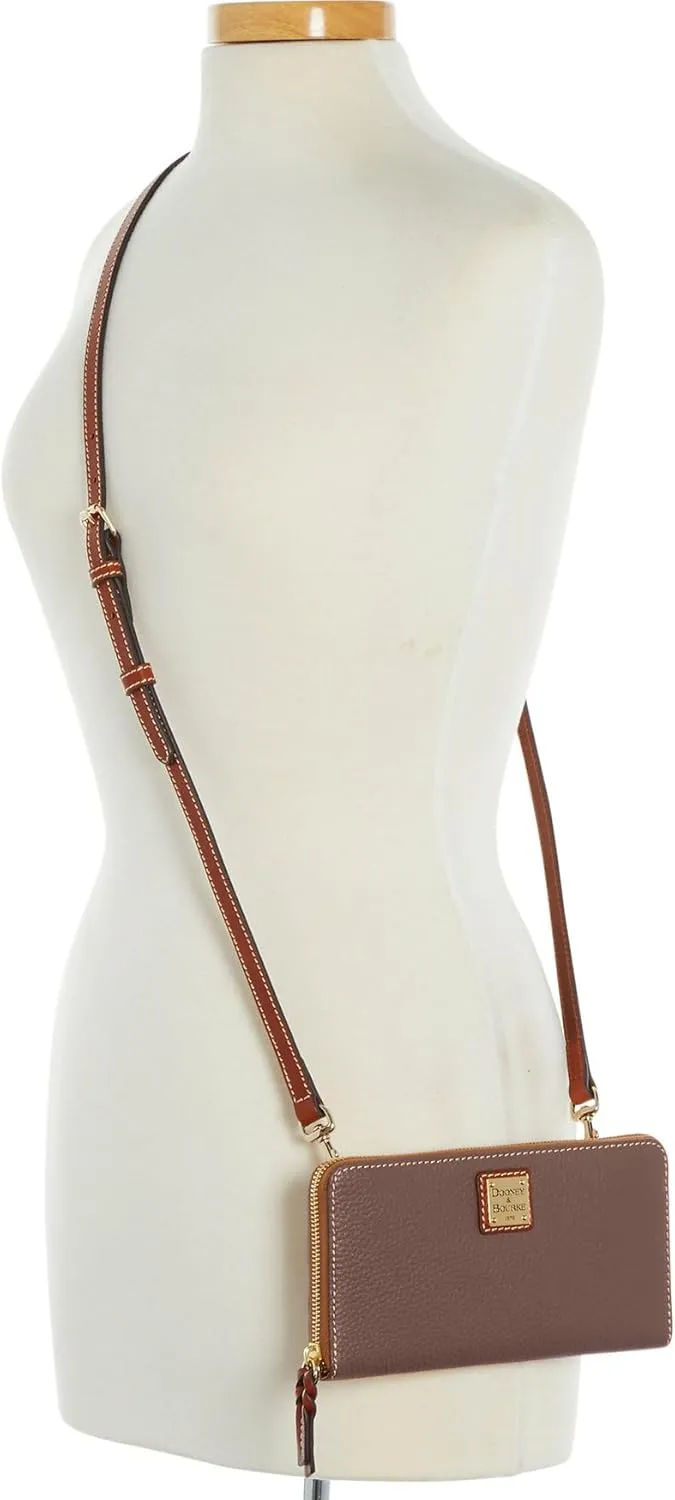 Dooney & Bourke Women's Large Zip Around Wristlet Crossbody in Pebble Grain Leather, with Detachable Shoulder Strap