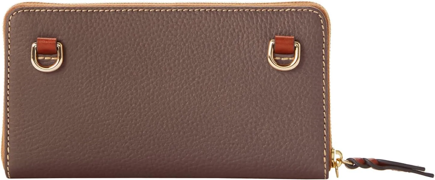 Dooney & Bourke Women's Large Zip Around Wristlet Crossbody in Pebble Grain Leather, with Detachable Shoulder Strap