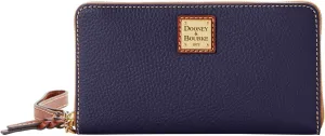 Dooney & Bourke Women's Large Zip Around Wristlet Crossbody in Pebble Grain Leather, with Detachable Shoulder Strap