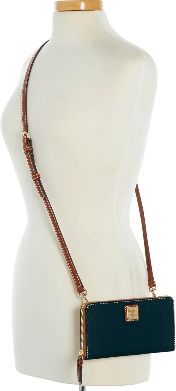 Dooney & Bourke Women's Large Zip Around Wristlet Crossbody in Pebble Grain Leather, with Detachable Shoulder Strap