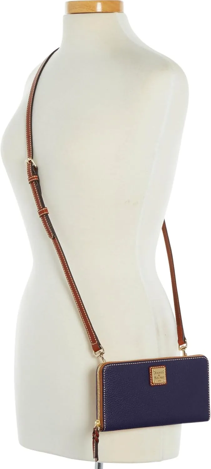 Dooney & Bourke Women's Large Zip Around Wristlet Crossbody in Pebble Grain Leather, with Detachable Shoulder Strap
