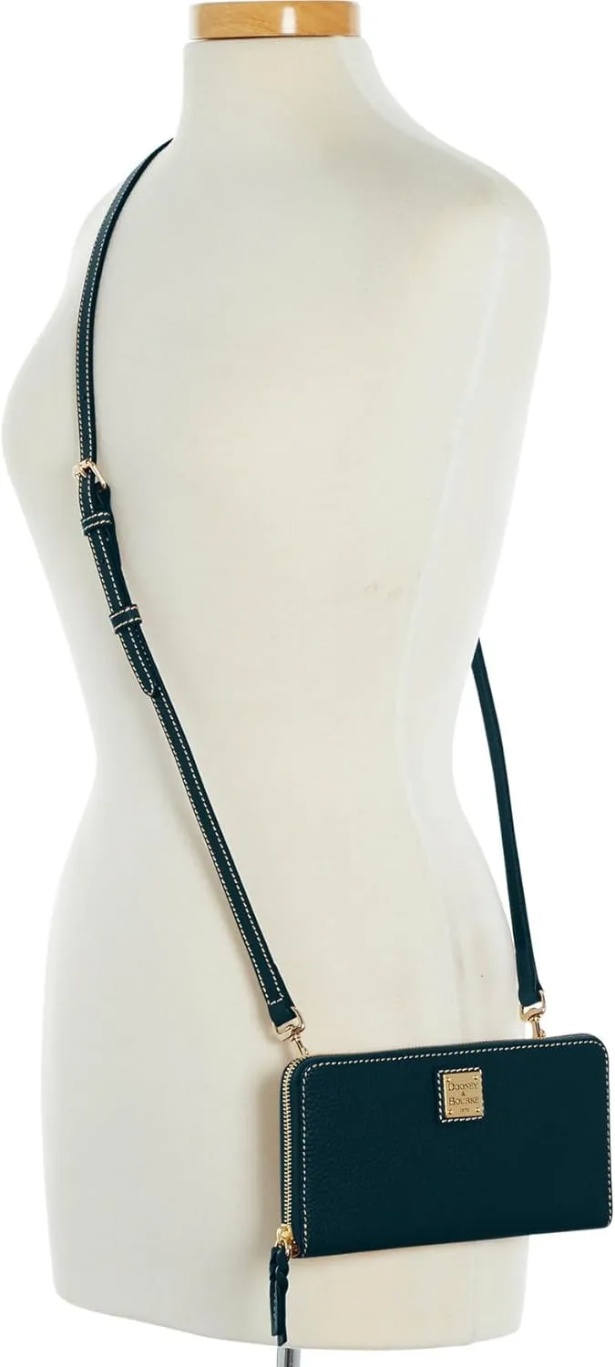 Dooney & Bourke Women's Large Zip Around Wristlet Crossbody in Pebble Grain Leather, with Detachable Shoulder Strap