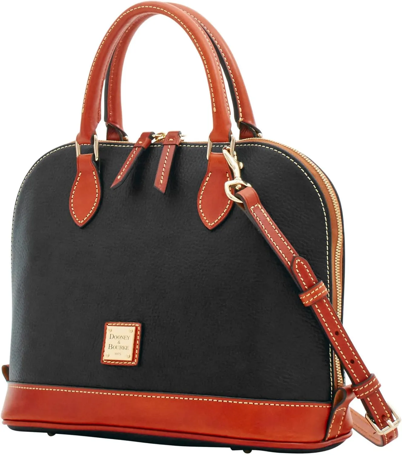 Dooney & Bourke Women's Zip Zip Satchel in Pebble Grain Leather, Large Handbag with Adjustable & Detachable Shoulder Strap
