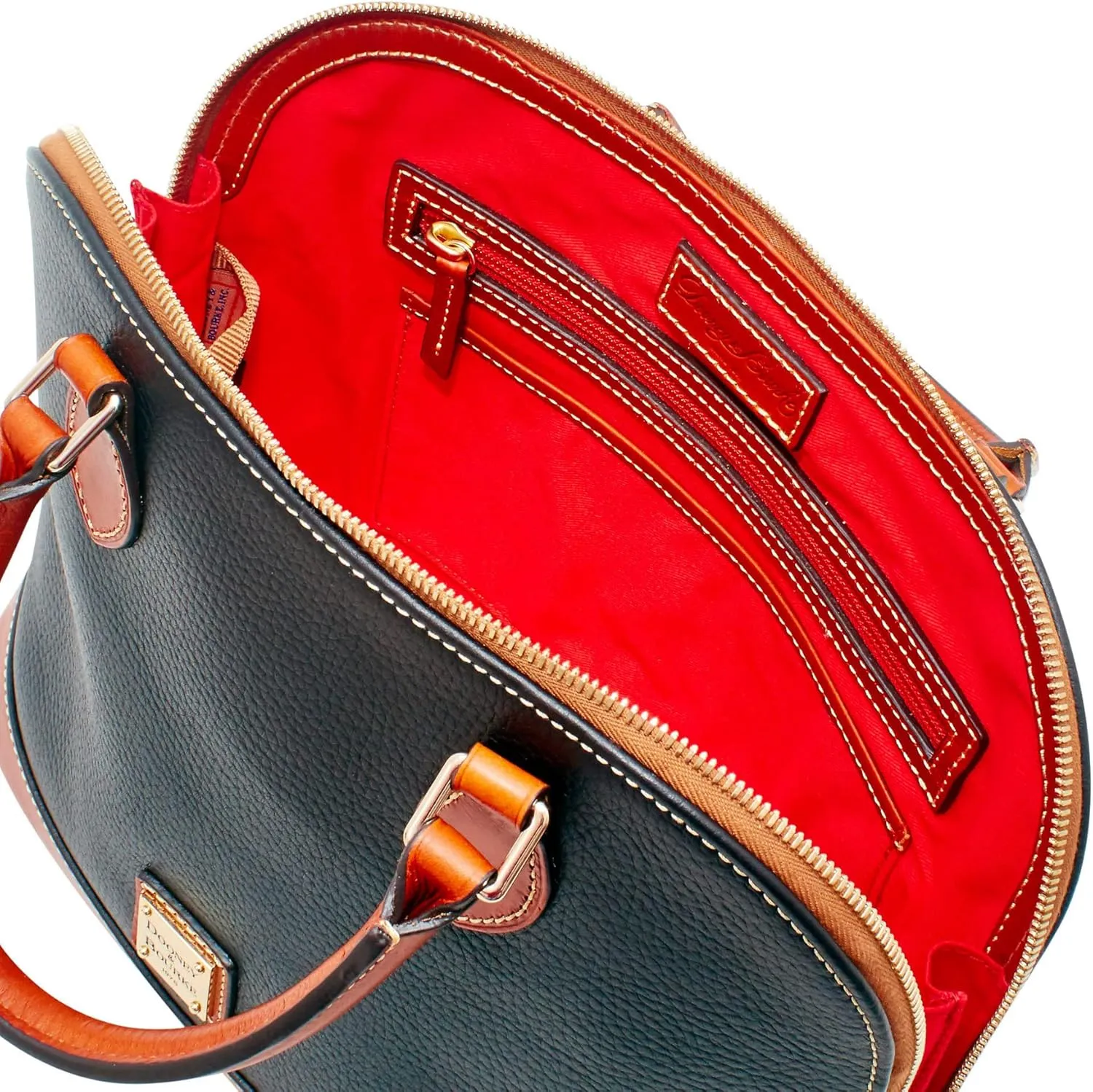 Dooney & Bourke Women's Zip Zip Satchel in Pebble Grain Leather, Large Handbag with Adjustable & Detachable Shoulder Strap