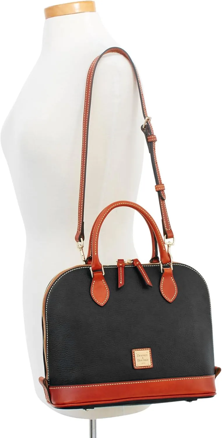 Dooney & Bourke Women's Zip Zip Satchel in Pebble Grain Leather, Large Handbag with Adjustable & Detachable Shoulder Strap