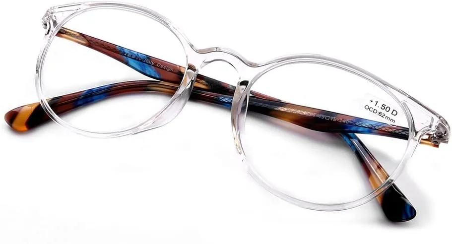 DOOViC Italy Design Fashion Reading Glasses for Women Men Stylish Clear Frames Readers with Case  1.50 Strength
