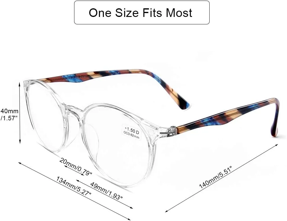 DOOViC Italy Design Fashion Reading Glasses for Women Men Stylish Clear Frames Readers with Case  1.50 Strength