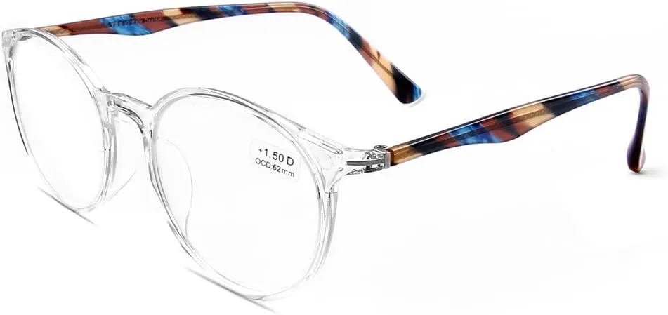 DOOViC Italy Design Fashion Reading Glasses for Women Men Stylish Clear Frames Readers with Case  1.50 Strength
