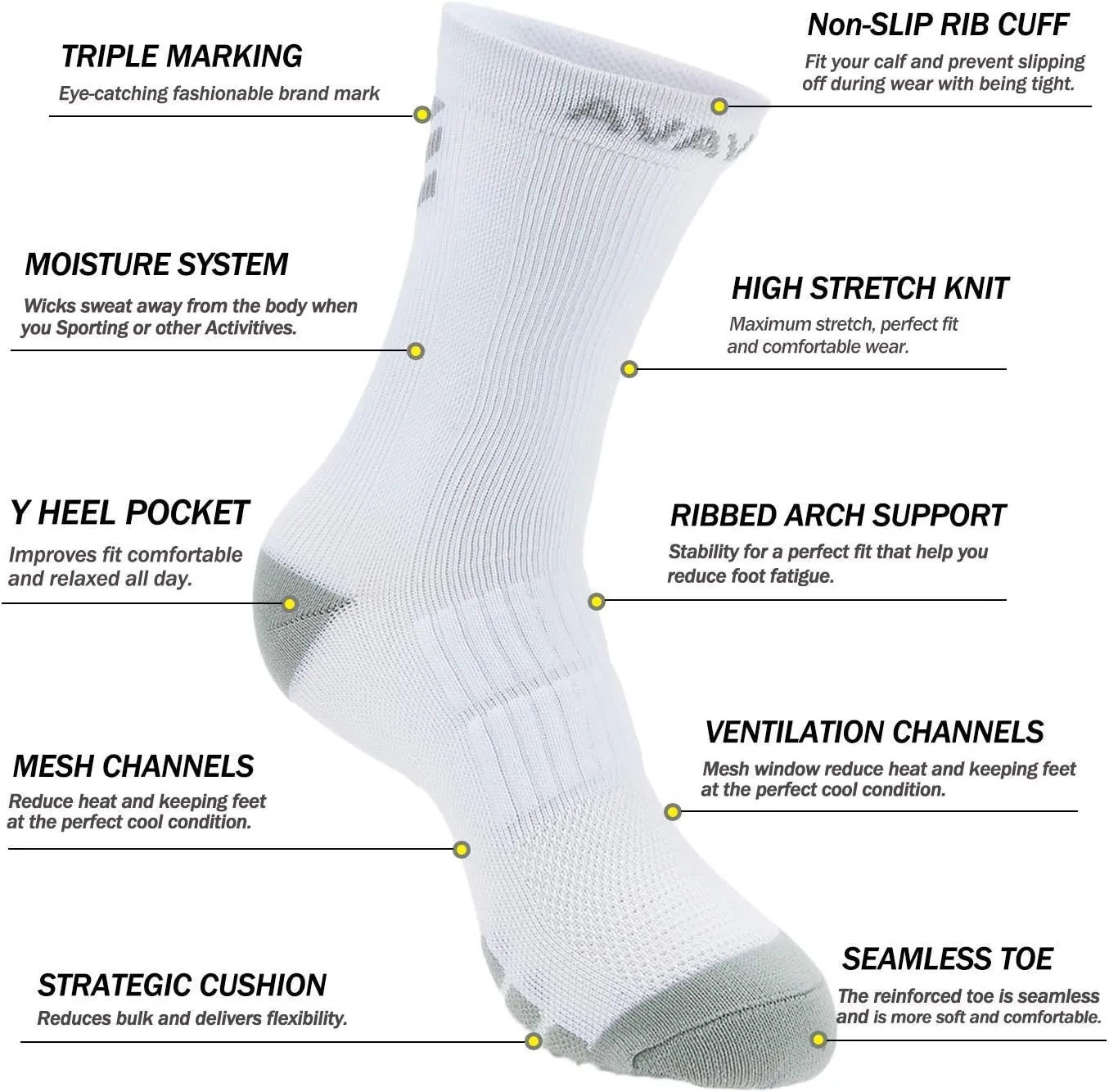DOVAVA Dri-tech Compression Crew Socks (4/6 Pairs), Comfort Boost Circulation