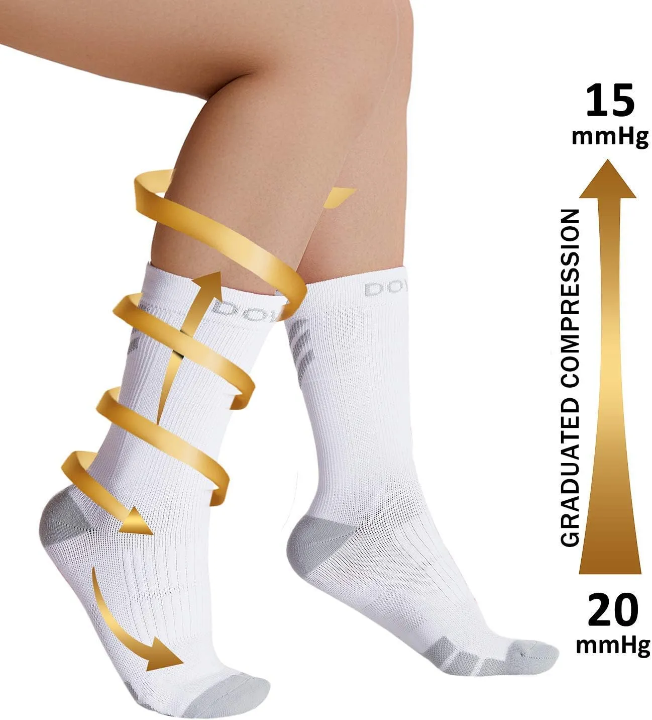 DOVAVA Dri-tech Compression Crew Socks (4/6 Pairs), Comfort Boost Circulation