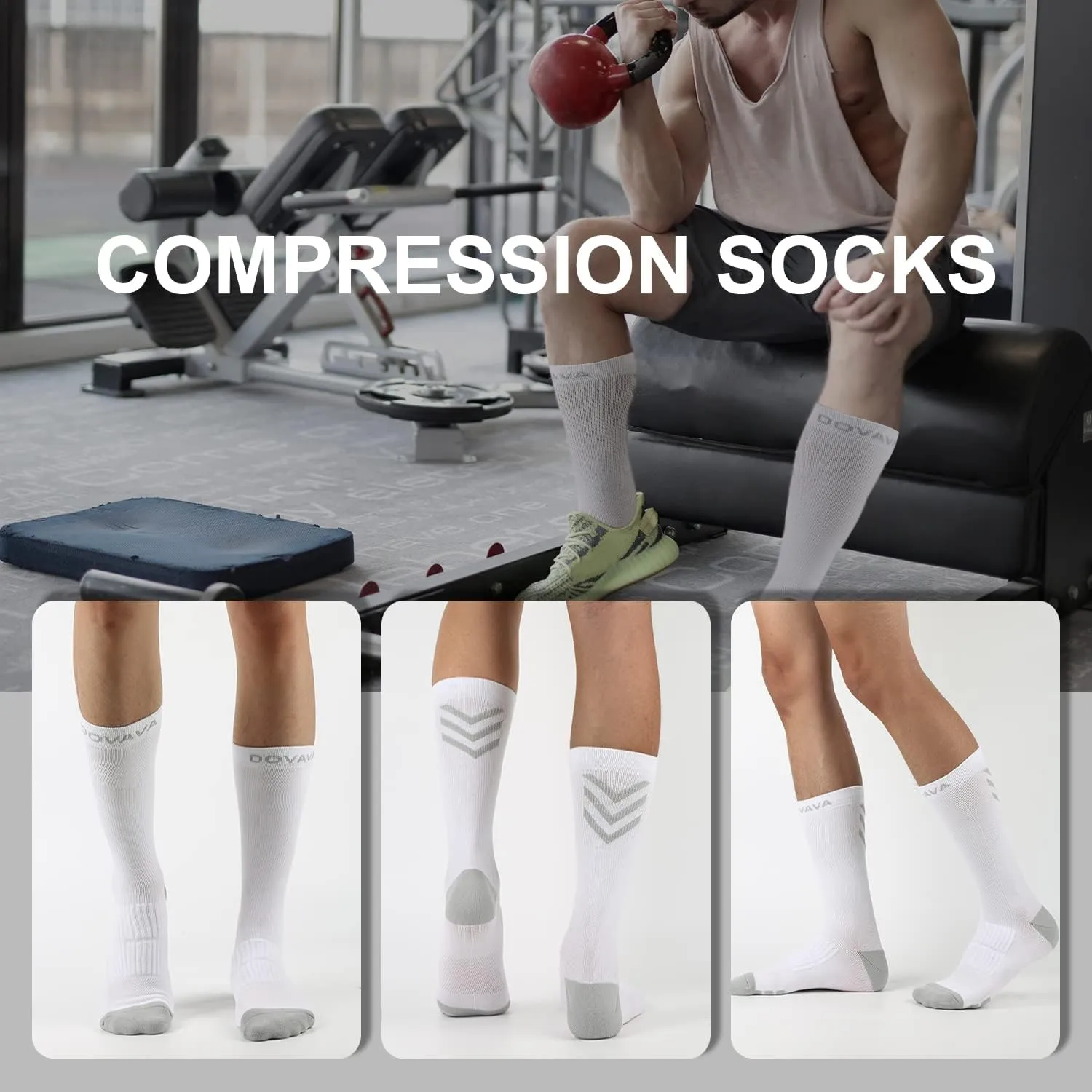 DOVAVA Dri-tech Compression Crew Socks (4/6 Pairs), Comfort Boost Circulation