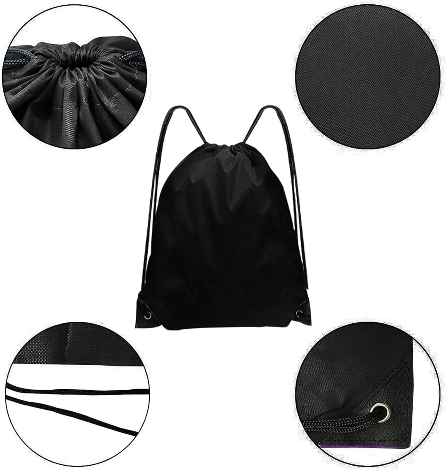 Drawstring Backpack Bulk 42 Pcs String Backpack Drawstring Bags Cinch Bag Sackpack for Men Women Gym (Black)
