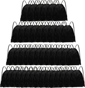 Drawstring Backpack Bulk 42 Pcs String Backpack Drawstring Bags Cinch Bag Sackpack for Men Women Gym (Black)
