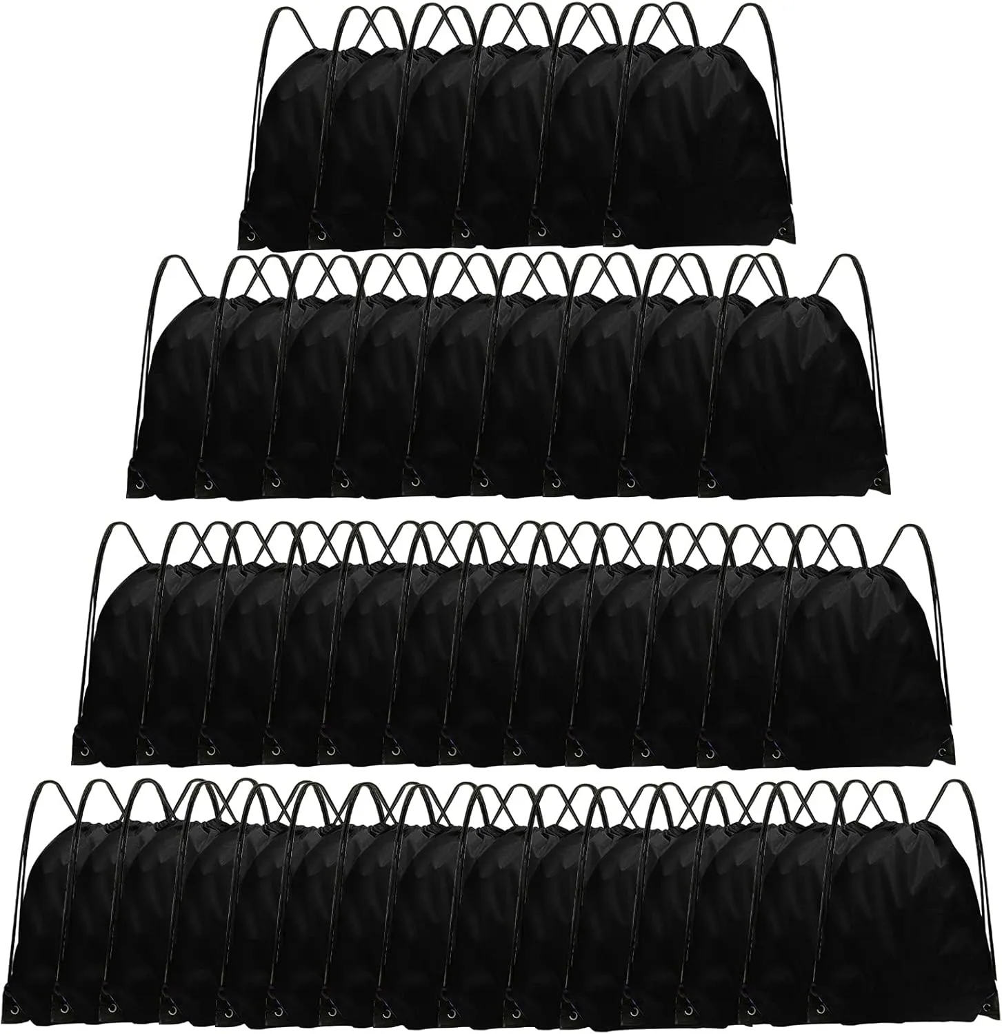 Drawstring Backpack Bulk 42 Pcs String Backpack Drawstring Bags Cinch Bag Sackpack for Men Women Gym (Black)