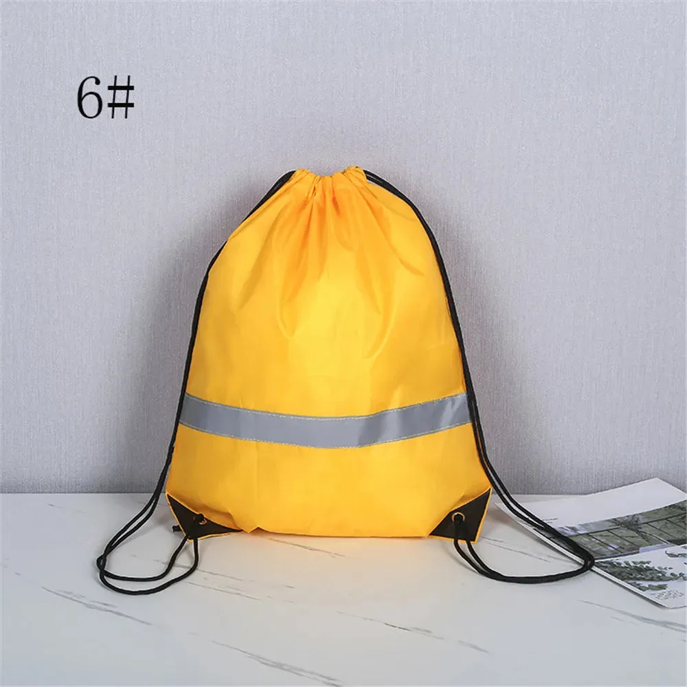 Drawstring Backpack Waterproof Sport Gym Bag With Reflective Strip For Travel Outdoor Shopping Swimming Basketball Yoga Bags