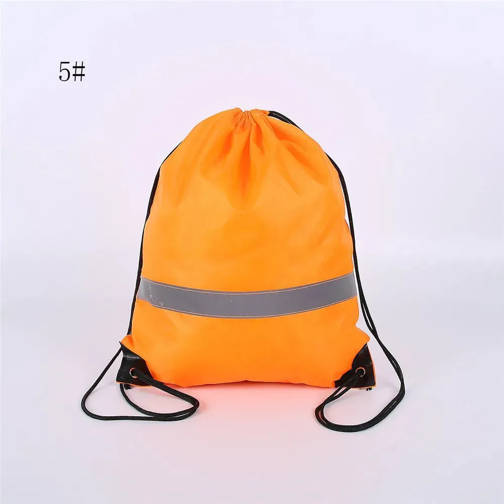 Drawstring Backpack Waterproof Sport Gym Bag With Reflective Strip For Travel Outdoor Shopping Swimming Basketball Yoga Bags