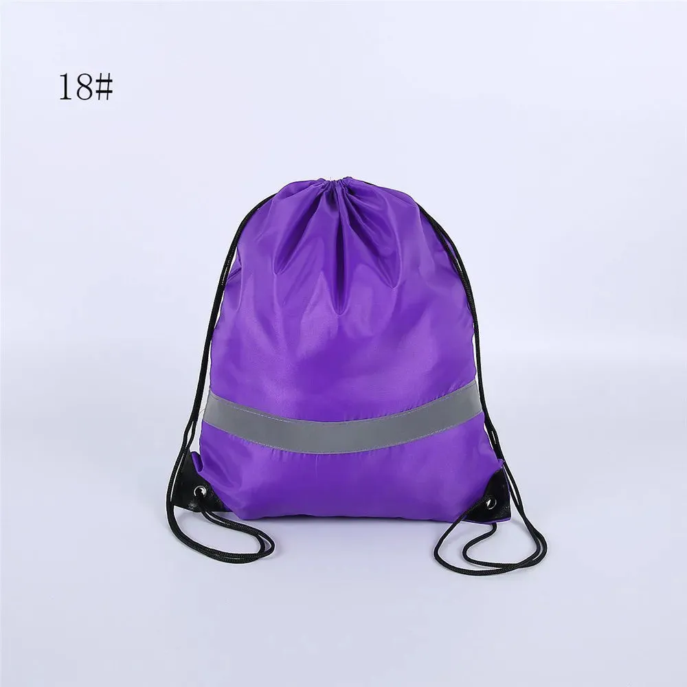 Drawstring Backpack Waterproof Sport Gym Bag With Reflective Strip For Travel Outdoor Shopping Swimming Basketball Yoga Bags